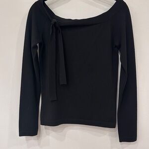 Michael Kors Collection Black tie-neck wool top Sz Small Retail $695 🖤